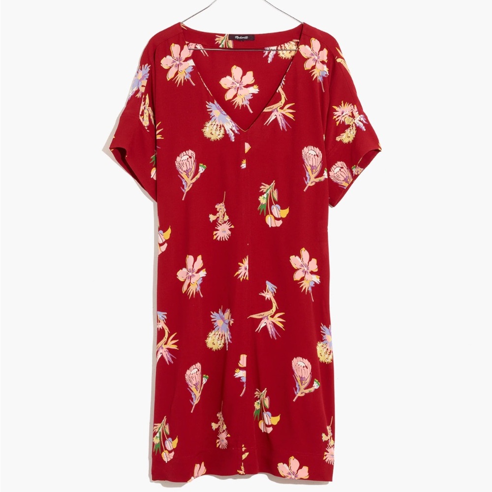 Madewell Novel Dress in Bird of Paradise Shift Dress Medium Short Sleeve